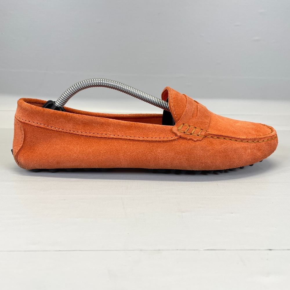 Massimo Matteo Firenze Driver Penny Loafers Womens Size 9 B Orange Suede Shoes